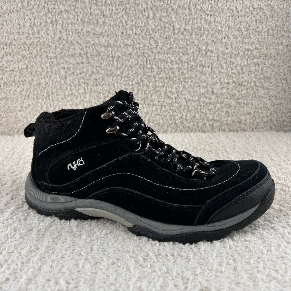 Ryka Boots Womens 8.5 Black Suede Lace Up Rugged Terrain Outdoors Hiking Winter